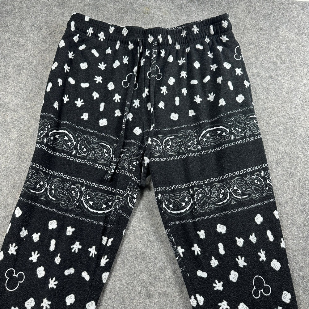 Mickey Mouse Jogger Pants Women Small Black Bandana Paisley Print Disney